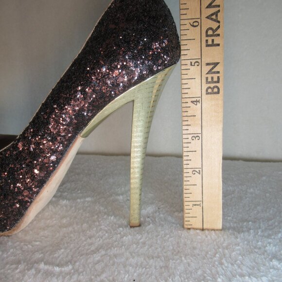 Baldan Venezia Brown Glitter Peep-Toe Heels | Size 37 (fits like US 6.5) - Picture 2 of 11